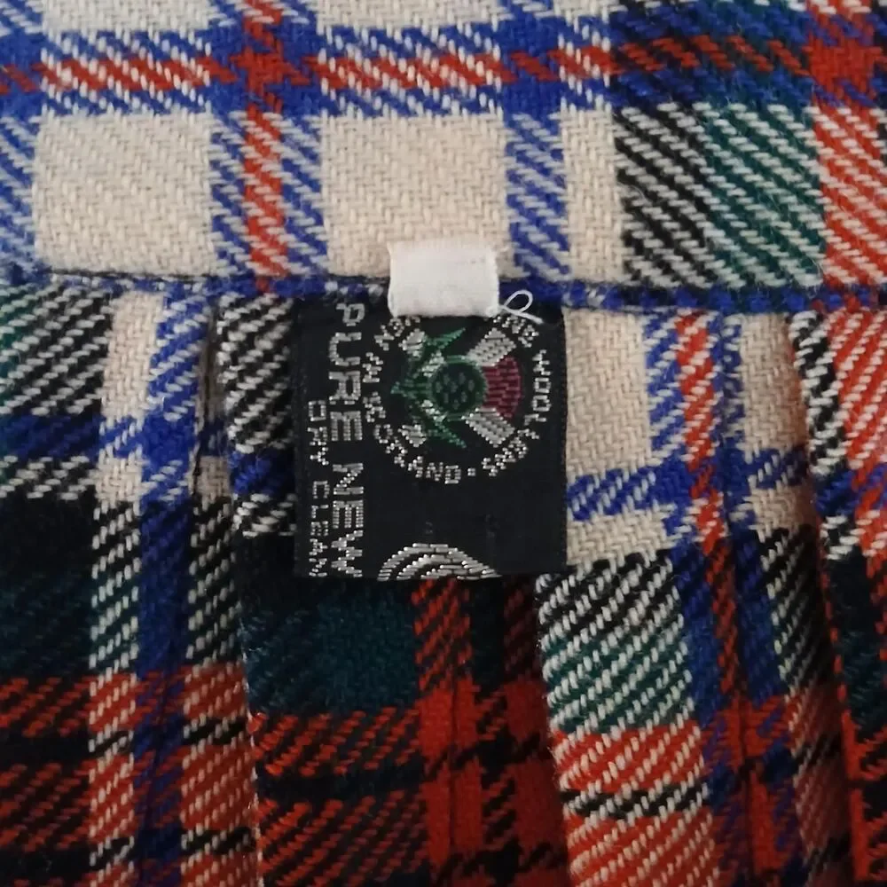Vintage 70s Scottish Heritage Tartan Pleated Maxi Wrap Leather Buckle Kilt Skirt